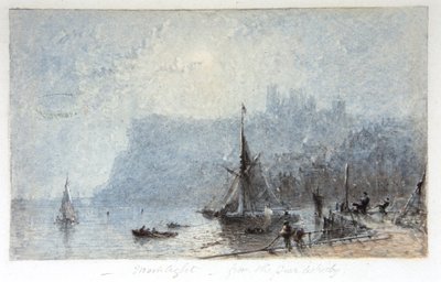 Luz de luna - desde el muelle Whitby de George Weatherill