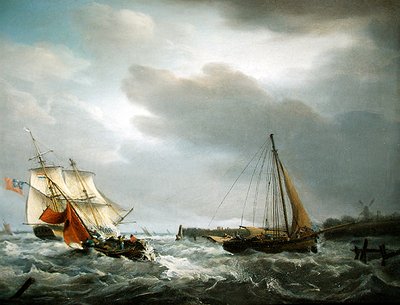 Un Hombre de Guerra Británico pasando la boca de un Estuario de George Webster
