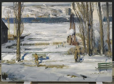 Una mañana nevada--Río Hudson de George Wesley Bellows