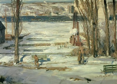 Una mañana de nieve - Río Hudson, 1910 de George Wesley Bellows