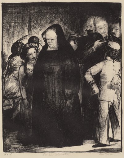 En un ascensor, 1916 de George Wesley Bellows