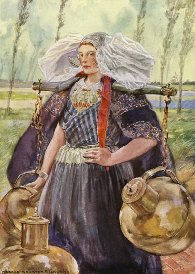 A Zeeland Milkmaid (litografía en color) de George Wharton Edwards