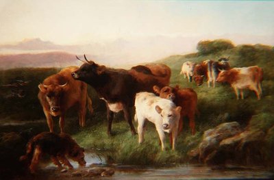 Ganado de las Tierras Altas Pastando de George Wiliam Horlor
