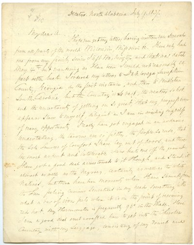 Carta incompleta [de G.W. Featherstonhaugh], Decatur, NC, a Col. Abert [John James Abert], 19 de julio de 1837 de George William Featherstonhaugh