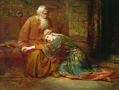 Cordelia consolando a su padre, el Rey Lear, en prisión de George William Joy