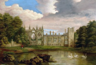 Abadía de Newstead, Nottinghamshire, desde el lago superior de George William Taylor