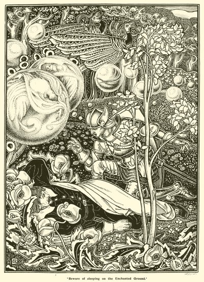 Cuidado con dormir en el terreno encantado de George Woolliscroft Rhead