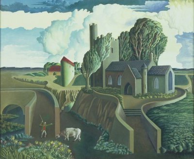 Una Iglesia en la Cima de una Colina, años 1930 de George Wright
