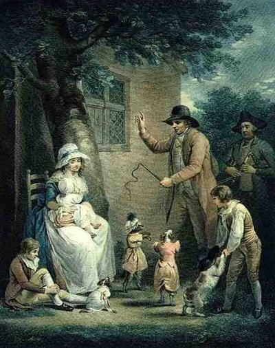 Perros danzantes, grabado por Thomas Gaugain (1748-1812), pub. por T. Philipe, 1796 (grabado a puntos) de George after Morland