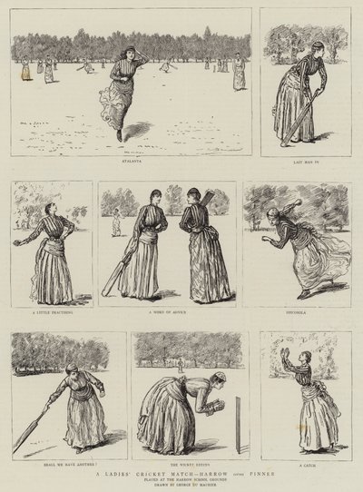 Un partido de cricket de damas, Harrow contra Pinner de George du Maurier