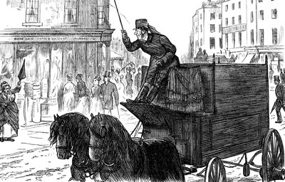 Una calle concurrida en Londres de George du Maurier