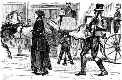 Caricatura que representa los primeros días de las tiendas cooperativas de George du Maurier