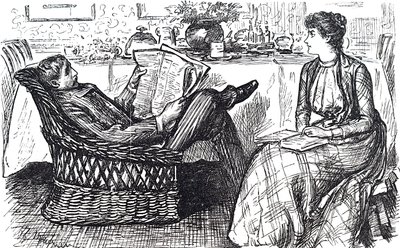 Un esposo y una esposa leyendo de George du Maurier