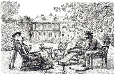 Un grabado que representa muebles típicos de mimbre. Ilustrado por George du Maurier de George du Maurier