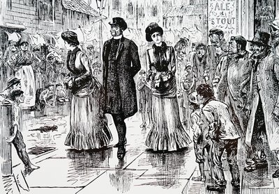 Una inspección de las clases bajas. Por George du Maurier (1834-1896) un caricaturista y autor franco-británico de George du Maurier