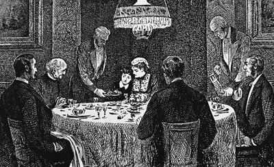 Una familia de clase alta en la mesa de George du Maurier