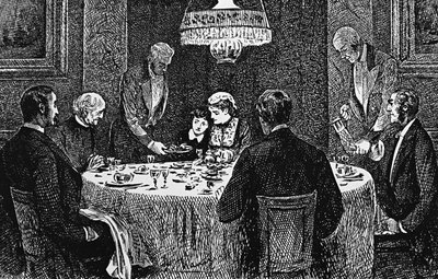 Una familia de clase alta en la mesa de George du Maurier