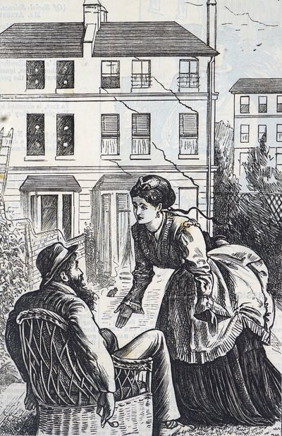 Caricatura comentando sobre la rápida expansión urbana y la construcción apresurada de George du Maurier