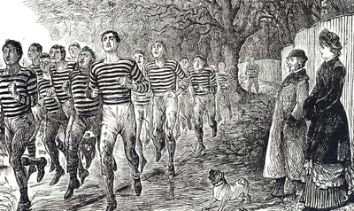 Caricatura que representa una sesión de salud y fitness de George du Maurier