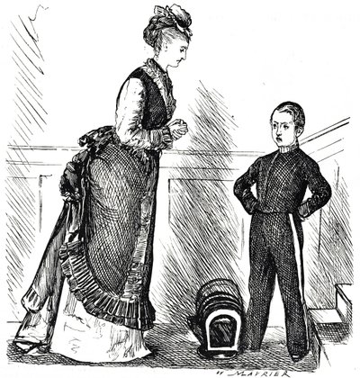 Caricatura de un niño insolente desobedeciendo a su madre de George du Maurier