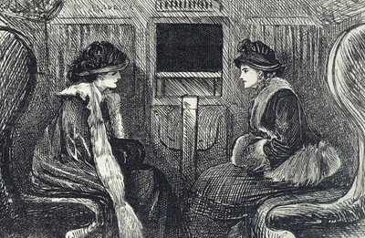 Caricatura de pasajeros en el metro de Londres de George du Maurier