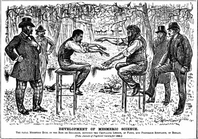 Caricatura de George du Maurier sobre el resurgimiento del mesmerismo. De Punch, Londres, 4 de diciembre de 1883 de George du Maurier