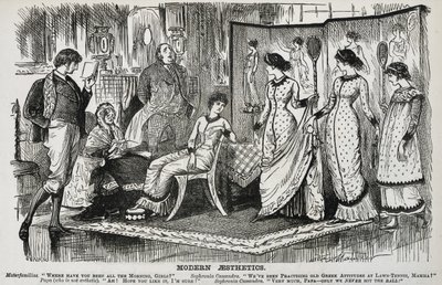 Caricatura de George du Maurier sobre el Movimiento Estético en las artes decorativas. De 