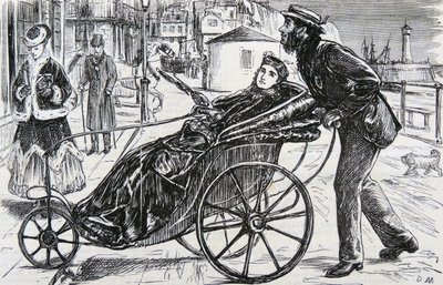 Patrick, empujando la silla de baño de la dama de George du Maurier