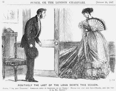 Positivamente la última de las faldas largas esta temporada, 1867 de George du Maurier