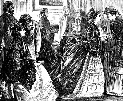 Reunión social de la alta sociedad inglesa de George du Maurier