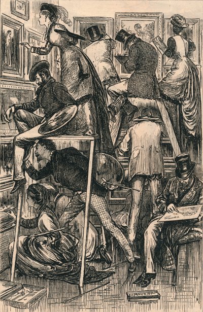 Día de barnizado en la Real Academia, 1877 de George du Maurier