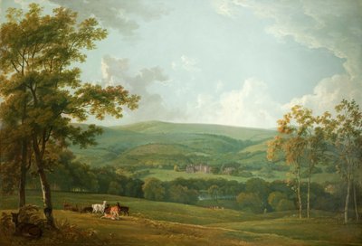 Vista lejana de Towneley Hall, c.1777 de George the Elder Barret