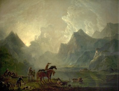 Lago Llanberis y Castillo Dolbadarn, Gales del Norte, 1777 de George the Elder Barret