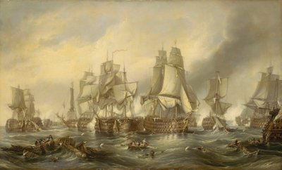 La batalla de Trafalgar, 21 de octubre de 1805, c.1836 (óleo sobre lienzo) de George the Elder Chambers