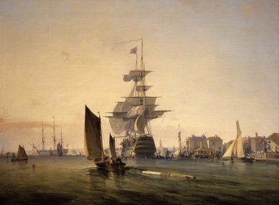 El buque "Britannia" entrando en Portsmouth (Inglaterra) el 4 de febrero de George the Elder Chambers