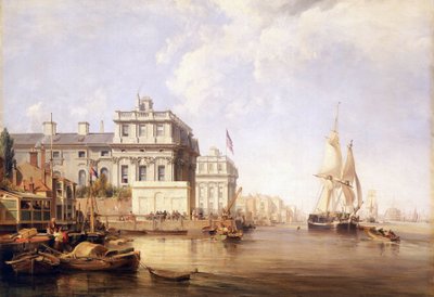 Vista del Hospital de Greenwich, desde la orilla norte del Támesis de George the Elder Chambers