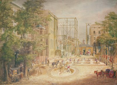Colocación de los cimientos de la Sala Licia, Museo Británico, 1845 de George the Elder Scharf