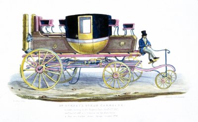 El carruaje de vapor del Sr. Gurney visto en funcionamiento en Regents Park, 6 de noviembre de 1827 de George the Elder Scharf