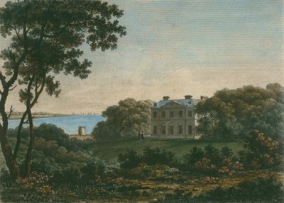 Casa de Andrew Robert Drummond, parque Cadland, Hampshire, grabado por William Watts de George the Younger Barret