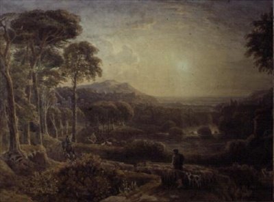 Paisaje al atardecer de George the Younger Barret