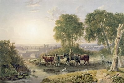 Paisaje con arrieros de George the Younger Barret