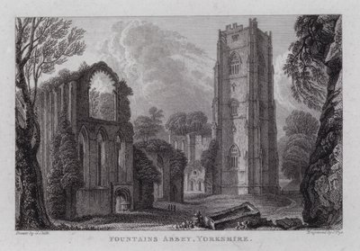 Abadía de Fountains, Yorkshire (grabado) de George the Younger Cuitt