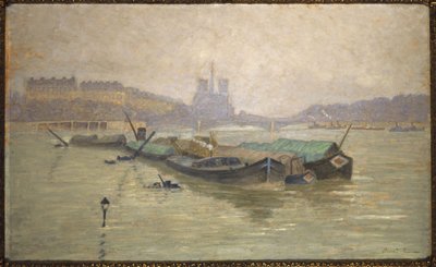 Ile Saint-Louis y Notre-Dame, vistas desde el Puente de Austerlitz, hacia 1910 (pintura) de Georges Émile Carette