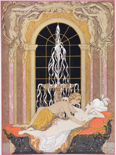 Ilustración de "Les Liaisons Dangereuses" de Pierre Choderlos de Laclos (1741-1803) publicada en 1929 (impresión en pochoir) de Georges (after) Barbier