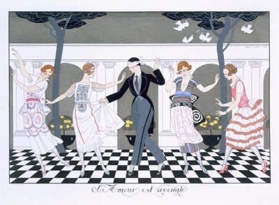El amor es ciego, grabado por Henri Reidel de Georges (after) Barbier