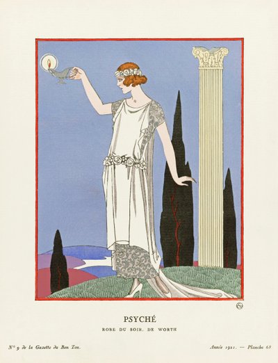 Psique, de "Gazette du Bon Ton" (grabado) de Georges (after) Barbier