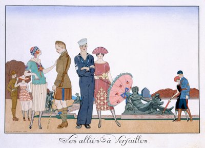 Los aliados en Versalles, grabado por Henri Reidel de Georges (after) Barbier