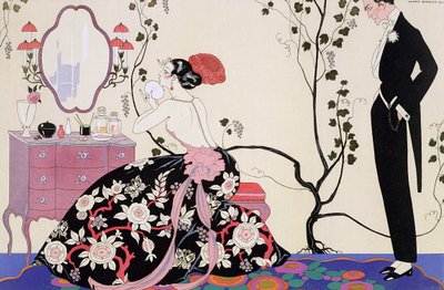 El vestido sin espalda, grabado por Henri Reidel de Georges (after) Barbier