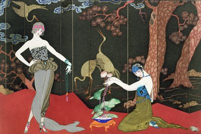La moda de la laca, grabada por Henri Reidel de Georges (after) Barbier