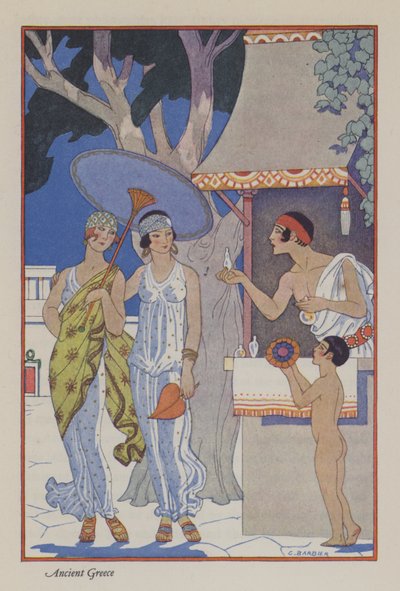 El romance del perfume: la antigua Grecia (litografía en color) de Georges (after) Barbier